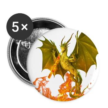 dragon fire fire - Buttons small 1''/25 mm (5-pack) - white - Front
