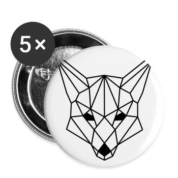 Renard Origami - Lot de 5 petits badges (25 mm) - blanc - Devant