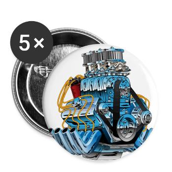 moteur - Lot de 5 petits badges (25 mm) - blanc - Devant