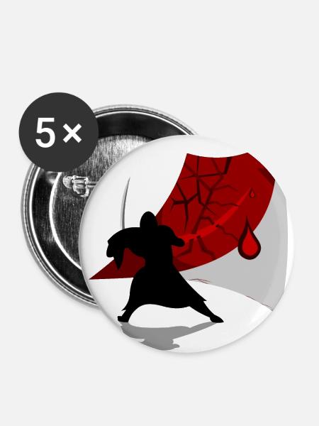Ninja - Buttons klein 25 mm (5er Pack) - Weiß