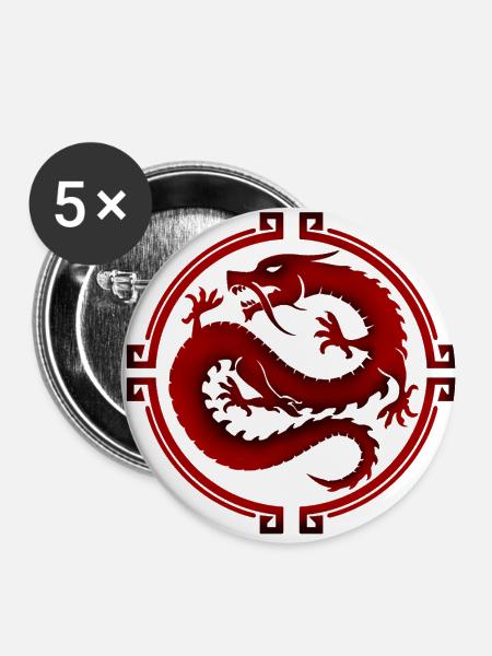 chinesisch - Buttons klein 25 mm (5er Pack) - Weiß
