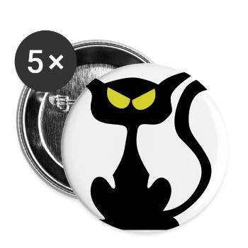 Schwarze Katze - Buttons klein 25 mm (5er Pack) - Weiß - Vorne