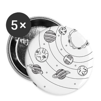 Graphique linéaire du système solaire - Lot de 5 petits badges (25 mm) - blanc - Devant