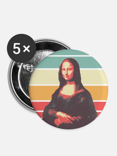 Retro Mona Lisa - Buttons klein 25 mm (5er Pack) - Weiß