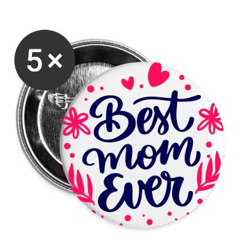 Best mom ever - Buttons klein 25 mm (5er Pack) - Weiß - Vorne
