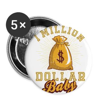 1 million de dollars bébé argent comptant argent idée cadeau d'or - Lot de 5 petits badges (25 mm) - blanc - Devant