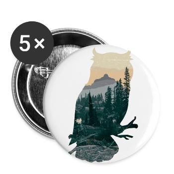 Double Exposure Animal Eule Lustige Geschenkidee - Buttons klein 25 mm (5er Pack) - Weiß - Vorne