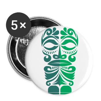 Cadeau de tatouage tribal polynésien Tiki de Marquesa - Lot de 5 petits badges (25 mm) - blanc - Devant