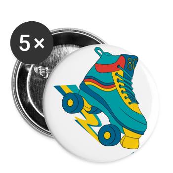80er Jahre, Walzen, 80er Jahre, Retro, Vintage - Buttons klein 25 mm (5er Pack) - Weiß - Vorne