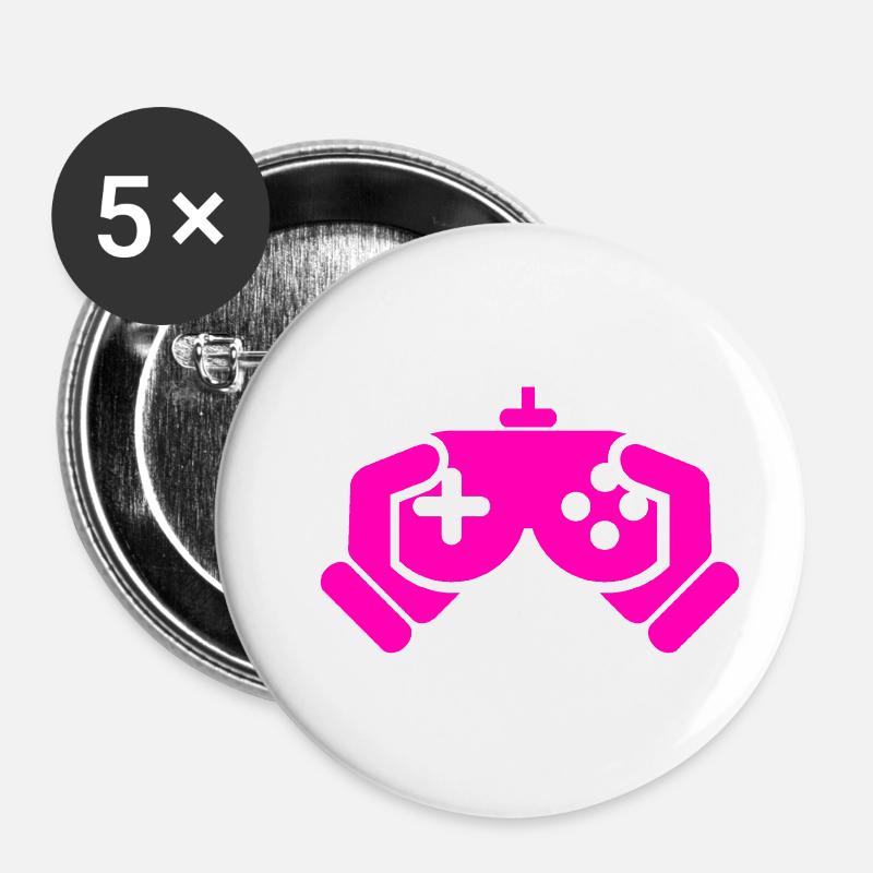 Game Girl, Game boy, vidéogame, fun - Lot de 5 petits badges (25 mm) - blanc