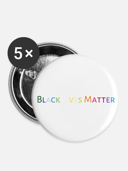 Black Lives Matter - Buttons klein 25 mm (5er Pack) - Weiß