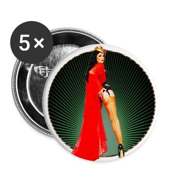 Pinup - Vintage Retro Burlesque Queen 50s Art - Buttons small 1''/25 mm (5-pack) - white - Front