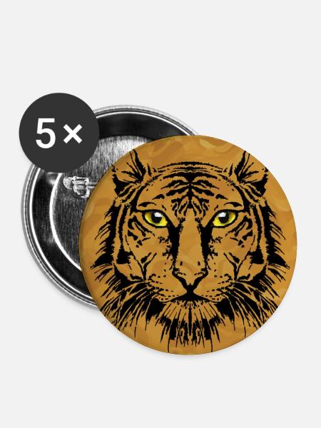 Tiger - Buttons klein 25 mm (5er Pack) - Weiß