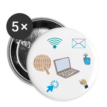 VERBUNDENER COMPUTER - Buttons klein 25 mm (5er Pack) - Weiß - Vorne