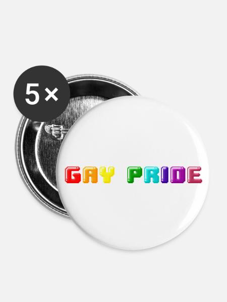 Gay Pride - Buttons klein 25 mm (5er Pack) - Weiß