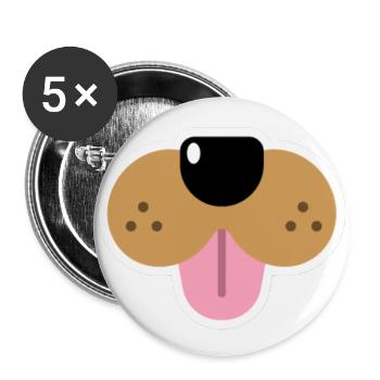 Drôle chien museau animal chien protège-dents - Lot de 5 petits badges (25 mm) - blanc - Devant