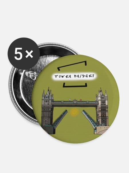 Tower Bridge - Buttons klein 25 mm (5er Pack) - Weiß