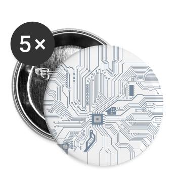 Circuit imprime ordinateur - Lot de 5 petits badges (25 mm) - blanc - Devant