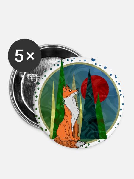 Fuchs - Buttons klein 25 mm (5er Pack) - Weiß