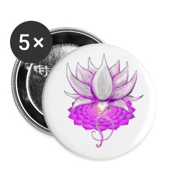 Lotus crown chakra - Buttons small 1''/25 mm (5-pack) - white - Front