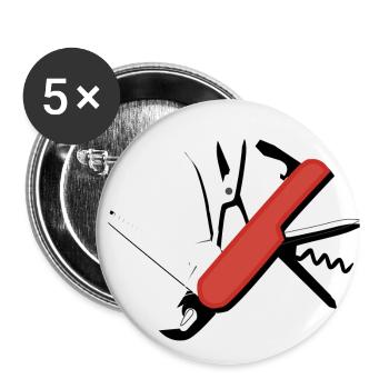 couteau de poche - Lot de 5 petits badges (25 mm) - blanc - Devant