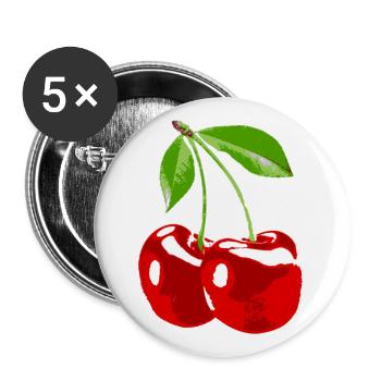 Cherry Kirsche Obst Ernte - Buttons klein 25 mm (5er Pack) - Weiß - Vorne