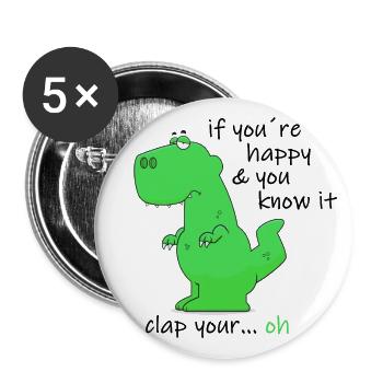 if you're happy & you know it clap your ... oh - Buttons small 1''/25 mm (5-pack) - white - Front