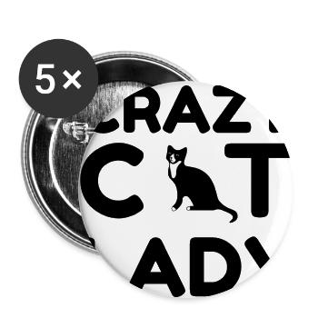 CRAZY CAT LADY - Buttons small 1''/25 mm (5-pack) - white - Front