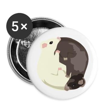 Yin Yang Schwarze und weiße Frettchen Geschenk - Buttons klein 25 mm (5er Pack) - Weiß - Vorne