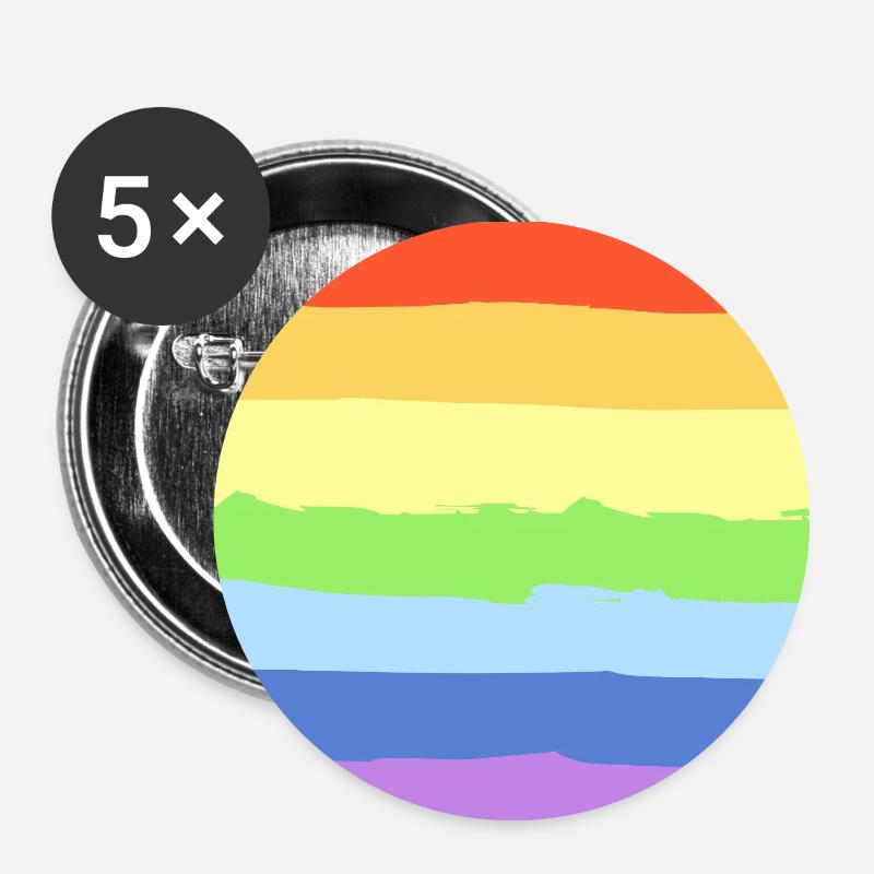 Regenbogen Pride - Buttons klein 25 mm (5er Pack) - Weiß