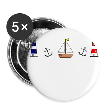 Ancre pour voilier Maritim Lighthouse - Lot de 5 petits badges (25 mm) - blanc - Devant