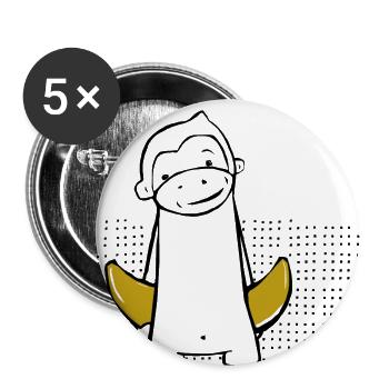 Monkey with banana - Buttons small 1''/25 mm (5-pack) - white - Front