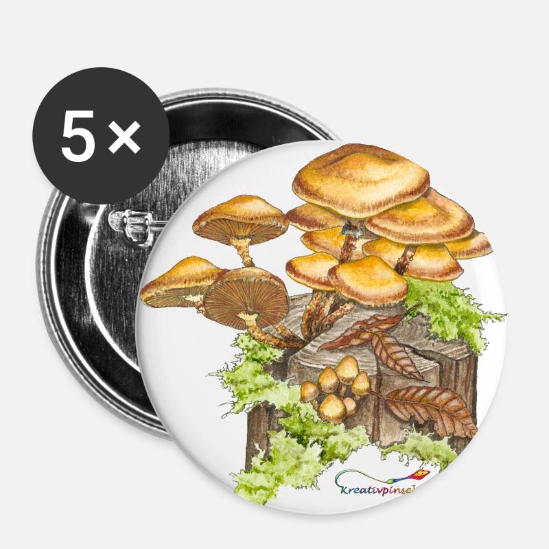 Stockschwämmchen - Buttons klein 25 mm (5er Pack) - Weiß