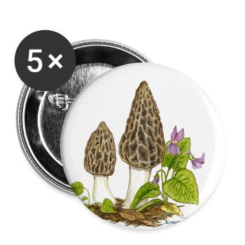Spitz-Morchel - Buttons klein 25 mm (5er Pack) - Weiß - Vorne