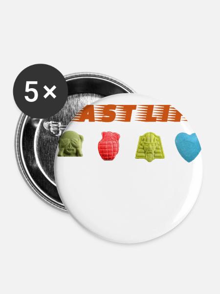 Fast Life - Ecstasy - Buttons klein 25 mm (5er Pack) - Weiß
