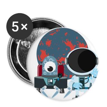 Space Travel with Astronaut - Buttons small 1''/25 mm (5-pack) - white - Front