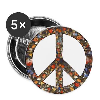Love Peace Peacezeichen Friedensbewegung Icon - Buttons klein 25 mm (5er Pack) - Weiß - Vorne