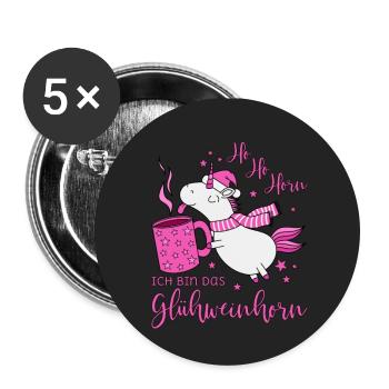 Glühweinhorn Coole Lustige Sprüche - Buttons klein 25 mm (5er Pack) - Weiß - Vorne