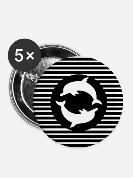 Dolphin Delfine - Buttons klein 25 mm (5er Pack) - Weiß