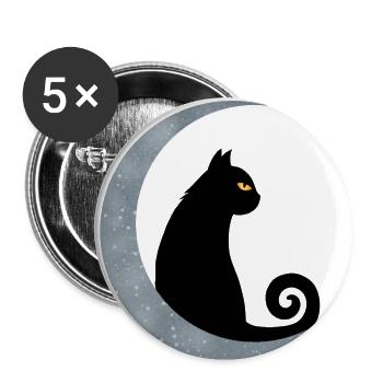 Moon Cat - Buttons small 1''/25 mm (5-pack) - white - Front