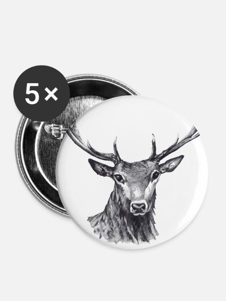 Hirsch - Buttons klein 25 mm (5er Pack) - Weiß