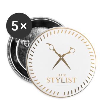 Barber Salon Barber Hair Stylist Hairdresser Gifts - Buttons small 1''/25 mm (5-pack) - white - Front