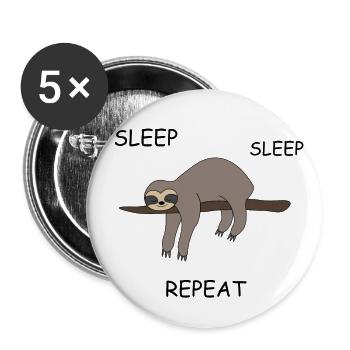 Faultier Schlafen - Buttons klein 25 mm (5er Pack) - Weiß - Vorne
