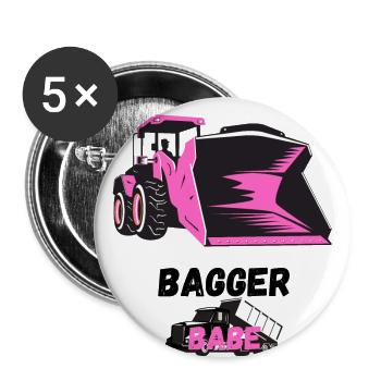 Bagger Babe - Buttons klein 25 mm (5er Pack) - Weiß - Vorne