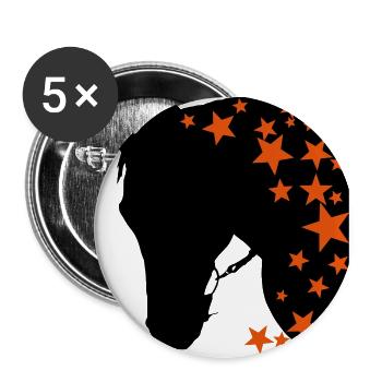Tête de cheval 6 étoile gauche - Lot de 5 petits badges (25 mm) - blanc - Devant