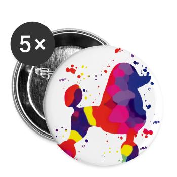 Watercolor poodle dog simple rainbow - Buttons klein 25 mm (5er Pack) - Weiß - Vorne