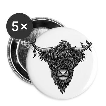 Highland Cow - Buttons small 1''/25 mm (5-pack) - white - Front
