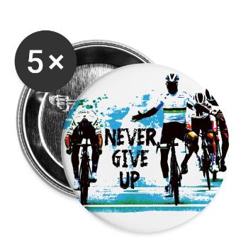 Gib niemals auf - Radfahren - Buttons klein 25 mm (5er Pack) - Weiß - Vorne
