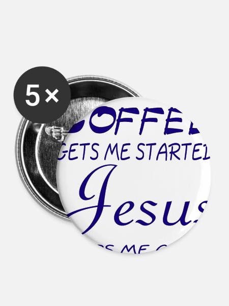 Jesus Christ God Faith - Buttons klein 25 mm (5er Pack) - Weiß