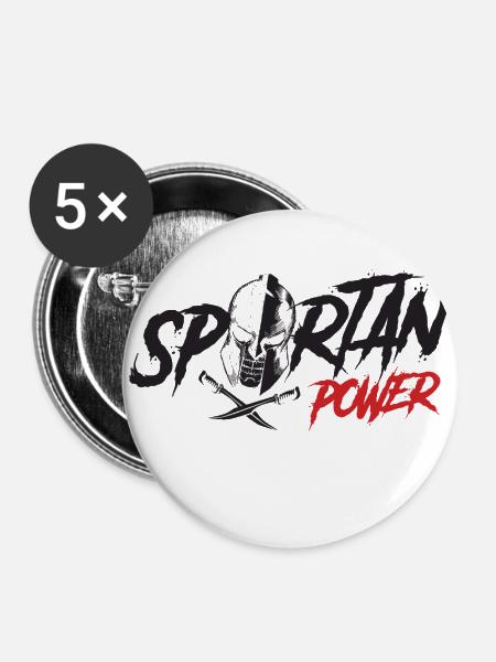 spartan power - Buttons klein 25 mm (5er Pack) - Weiß